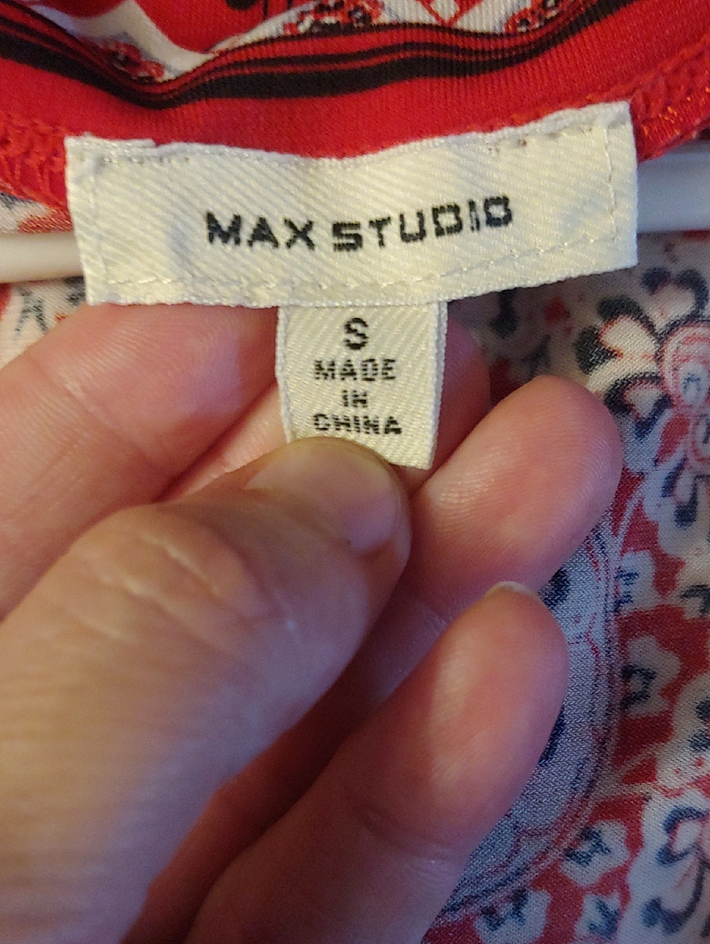 Max Studio Faux Wrap Dress | Red Boho Print | Tie Waist | Small - Picture 5 of 6
